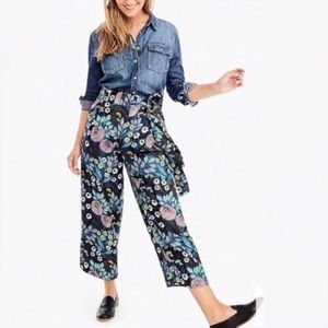 J. Crew x Abigail Borg Silk Wide Leg Cropped Pants